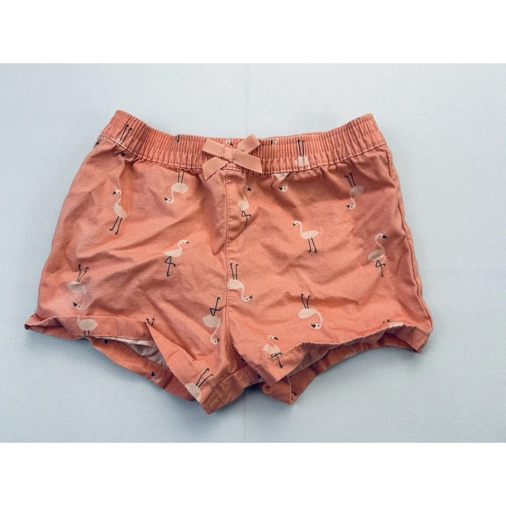 Carter's Just One You Girls 12M Pink Flamingo Shorts Cotton Beach Tropical